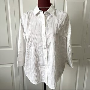 Joan Rivers 3/4 sleeve textured button front shirt